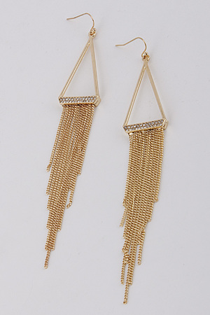 Triangle Rhinestone Fringe Drop Earrings 6ACC9